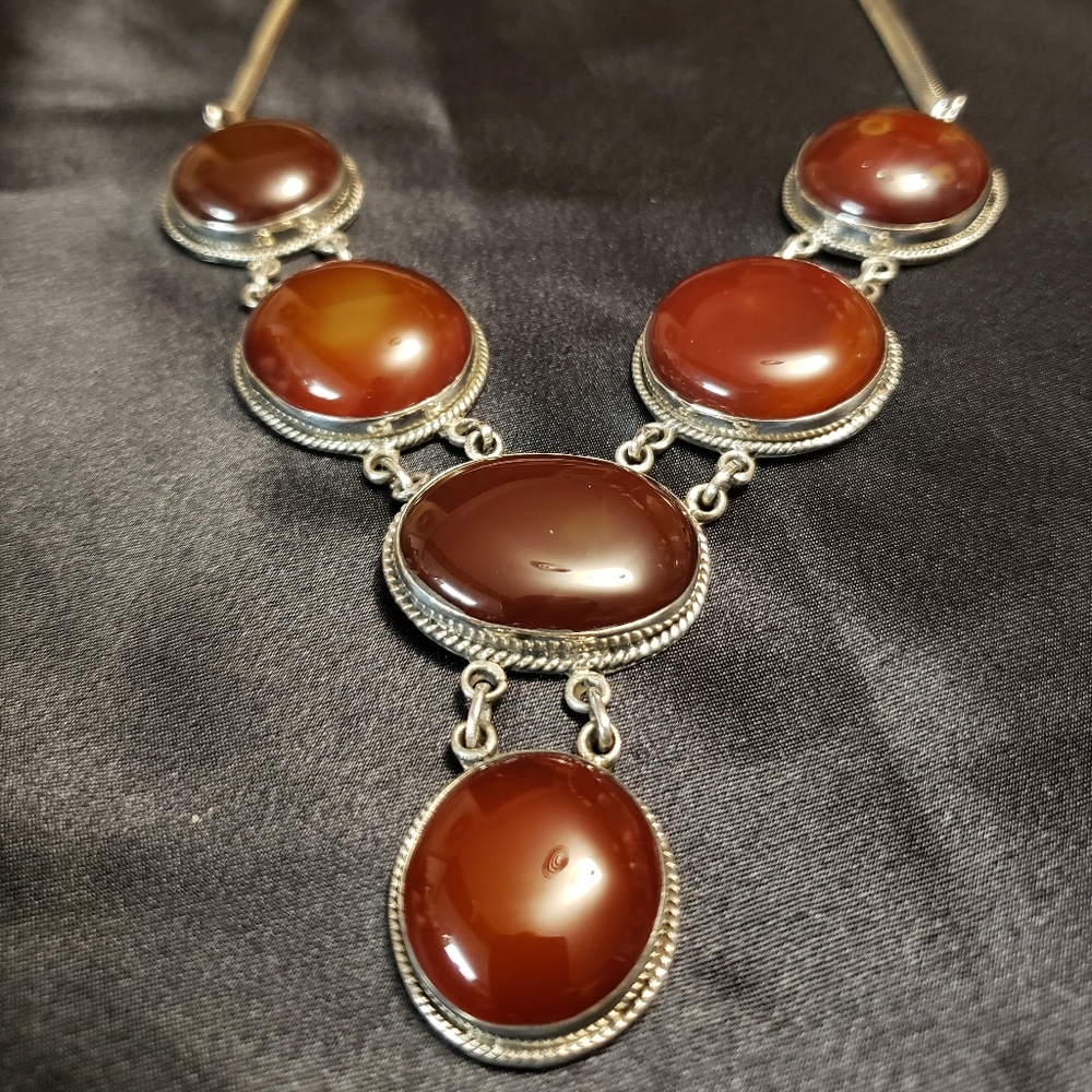 *SALE* Silver natural stone Bezel Necklace